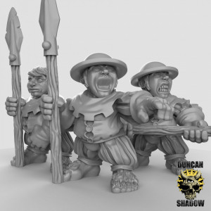 Impression 3D figurines jeux de rôle D&D, Saga, 9th Age, Halfling with Spears