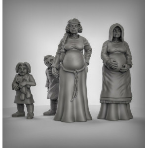 Impression 3D figurines jeux de rôle D&D, Saga, 9th Age, NPC'S Women and child