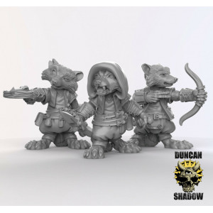 Impression 3D figurines jeux de rôle D&D, Saga, 9th Age, Racoon Folk Rogues