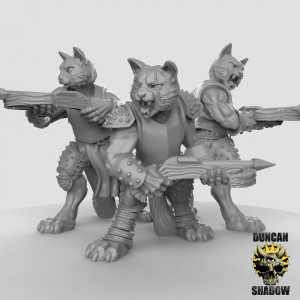 Impression 3D figurines jeux de rôle D&D, Saga, 9th Age, Cat Folk with Crossbows