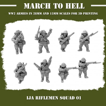 Infanterie Japonaise 3D – Wargame WW2 – Figurines 28mm et 15mm
