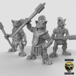 Impression 3D figurines jeux de rôle D&D, Saga, 9th Age, Lemur Folk with Warclub