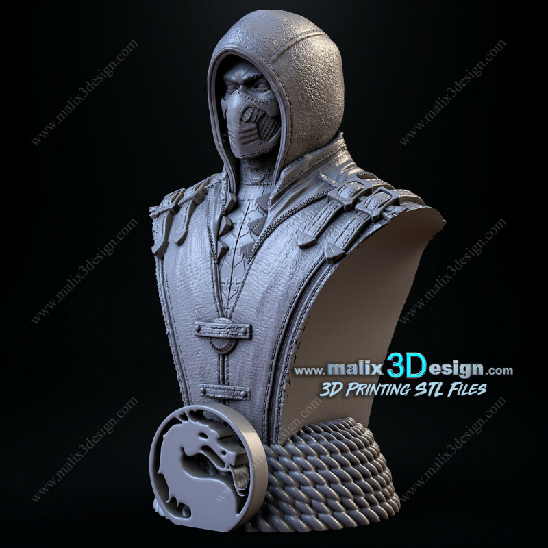 Buste scorpion impression 3D resine, taille 18cm ( non peint ) (non peint)