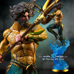 Aquaman imprimée en 3D résine Taille 18cm (non peint)