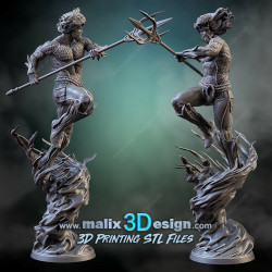 Aquaman impression 3D résine  18cm  (non peint) (2)