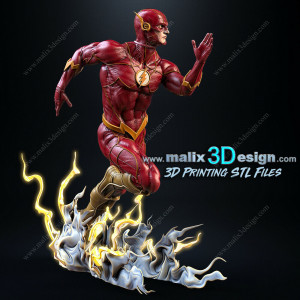 Flash figurine imprimée en 3D résine Taille 18cm (non peint)