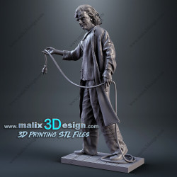 Dr. Emmett BROWN figurine impression 3D 3D résine  18cm  (non peint) (2)