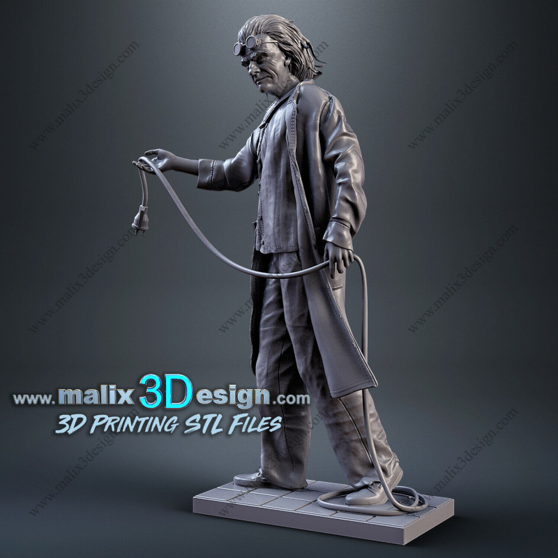 Dr. Emmett BROWN figurine impression 3D 3D résine  18cm  (non peint)