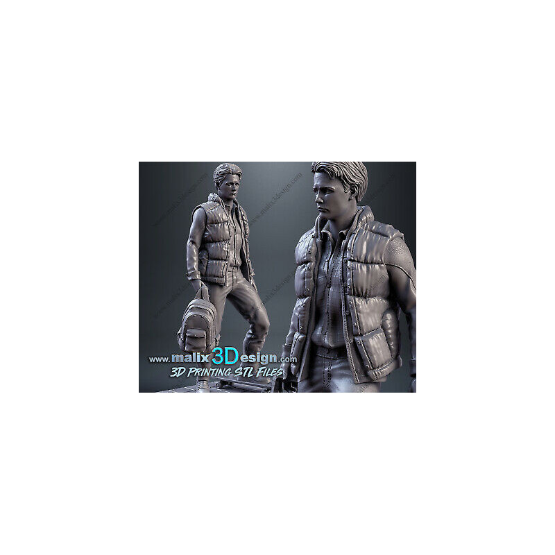 Mc Fly Back to the futur figurine impression 3D résine  18cm  (non peint)