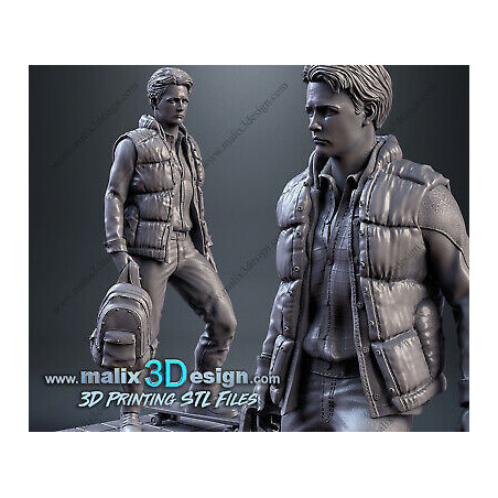 Mc Fly Back to the futur figurine impression 3D résine  18cm  (non peint)