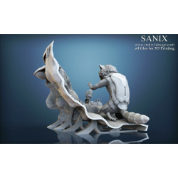 Rocket and Groot impression 3D résine taille 18cm ( non peint ) (non peint) (2)