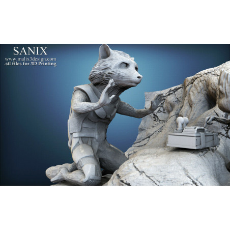 Rocket and Groot impression 3D résine taille 18cm ( non peint ) (non peint)