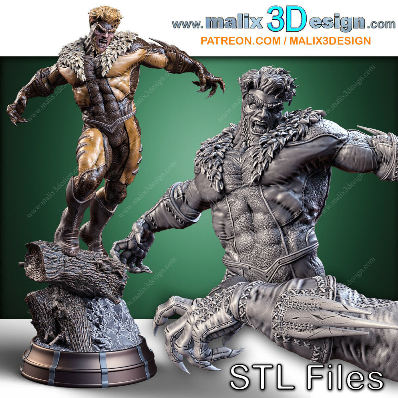 Sabretooth (x-men) figurine impression 3D résine  18cm  (non peint)
