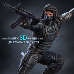 Winter soldier figurine impression 3D résine, taille 18cm ( non peint ) (non peint) (2)