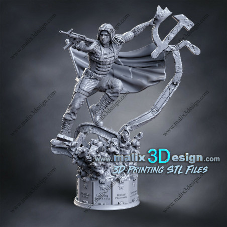 Winter soldier figurine impression 3D résine, taille 18cm ( non peint ) (non peint)