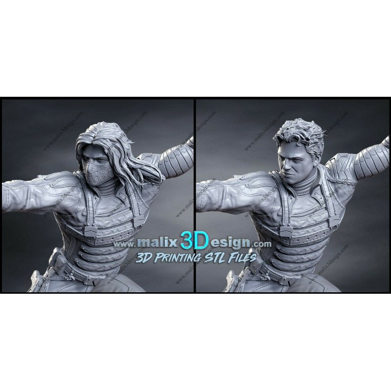 Winter soldier figurine impression 3D résine, taille 18cm ( non peint ) (non peint)
