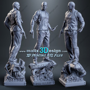 John McClane (Die Hard) figurine imprimée en 3D résine Taille 18cm (non peint)