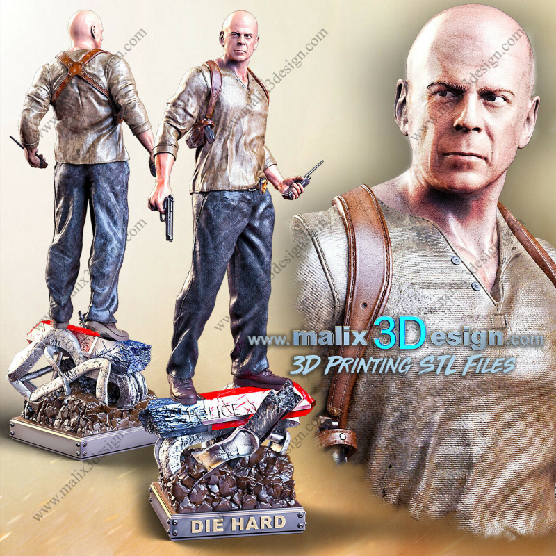 John McClane (Die Hard) figurine impression 3D résine  18cm  (non peint)