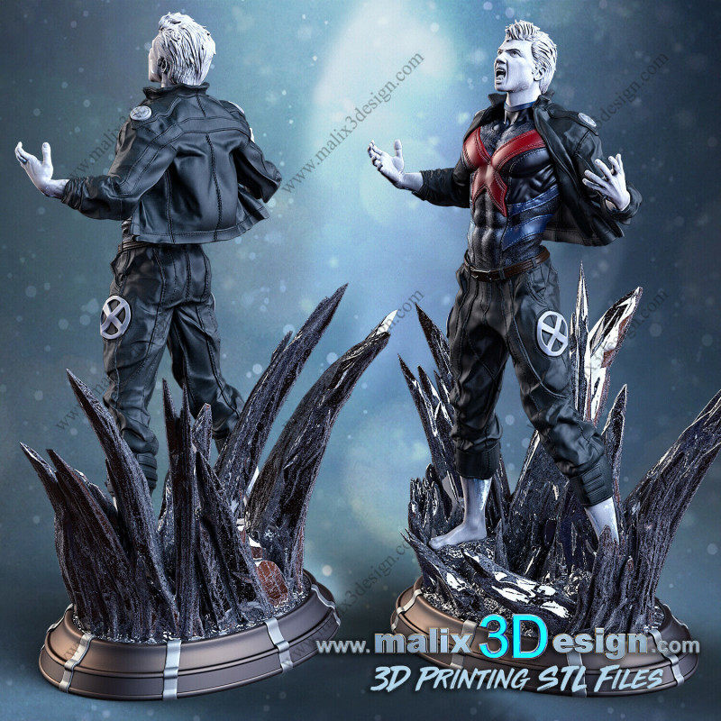 IceMan (x-men) figurine impression 3D résine  18cm  (non peint)