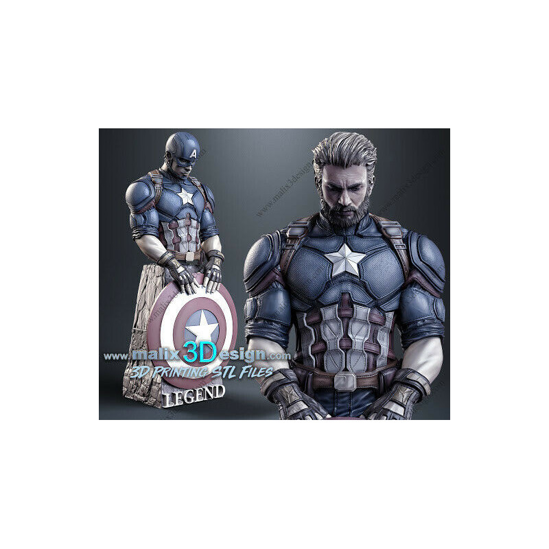 Captain America figurine impression 3D  Résine taille 18cm  (non peint)