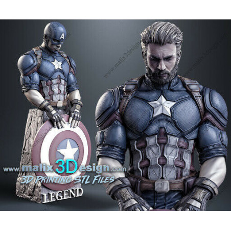 Captain America figurine impression 3D  Résine taille 18cm  (non peint)