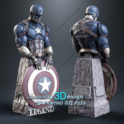 Captain America figurine impression 3D  Résine taille 18cm  (non peint) (2)