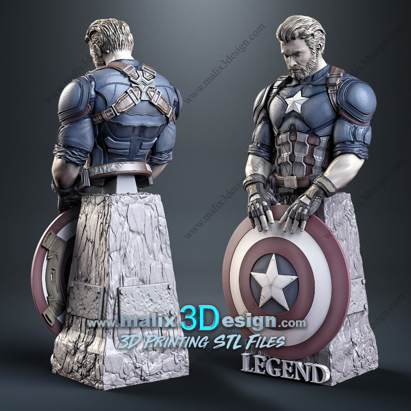 Captain America figurine impression 3D  Résine taille 18cm  (non peint)