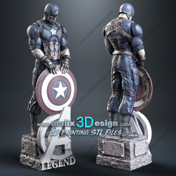 Captain America figurine impression 3D résine  18cm  (non peint)