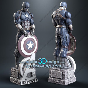 Captain America figurine imprimée en 3D résine Taille 18cm (non peint)