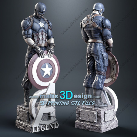 Captain America figurine impression 3D résine  18cm  (non peint)