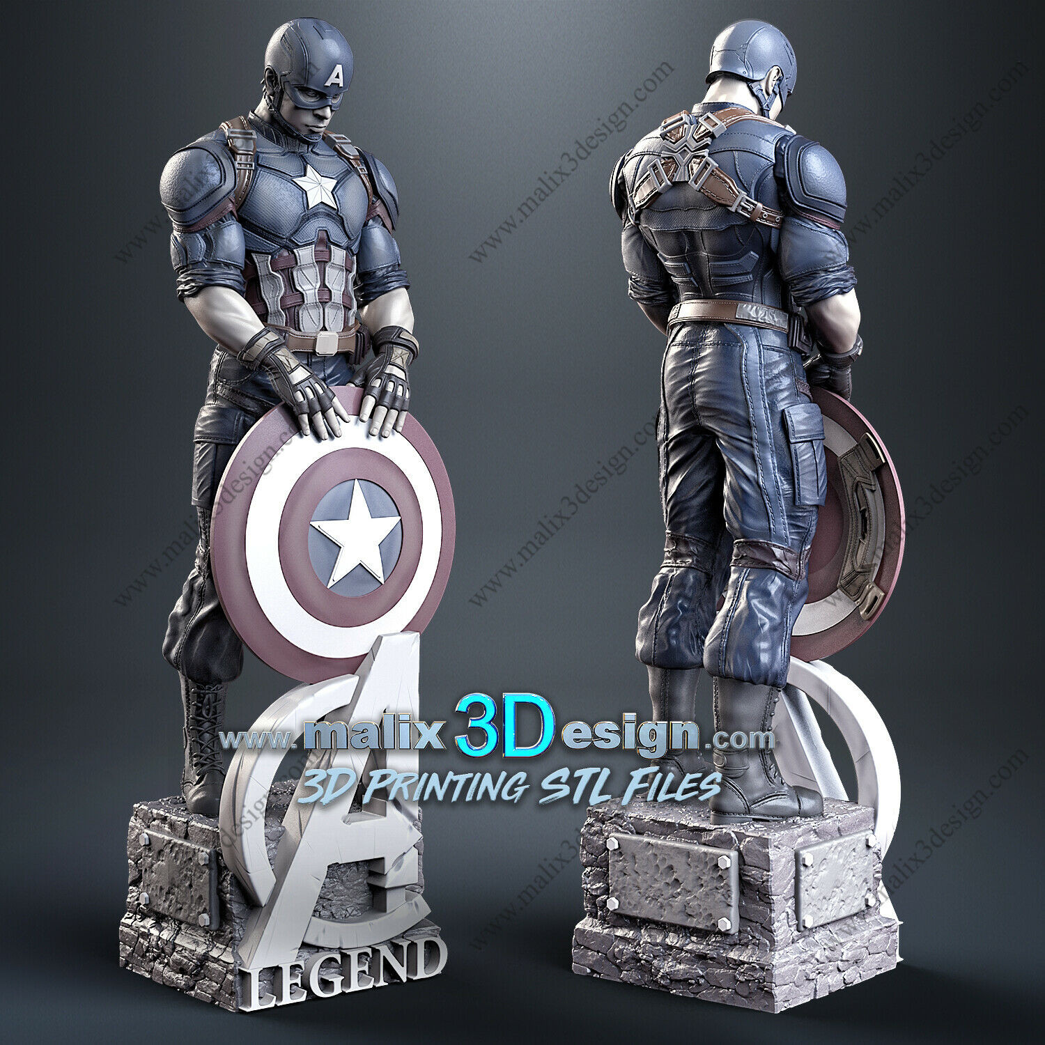 Captain America figurine impression 3D résine 18cm (non peint) - Picture 1 of 4