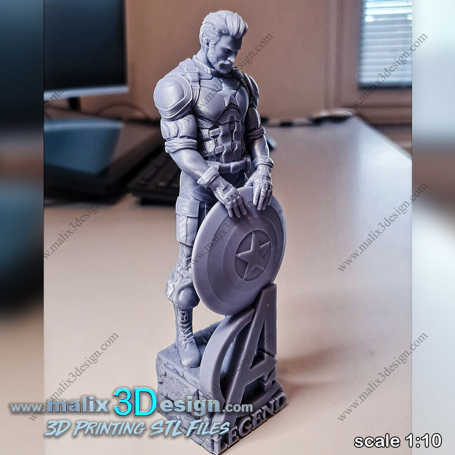 Captain America figurine impression 3D résine 18cm (non peint) - Picture 3 of 4