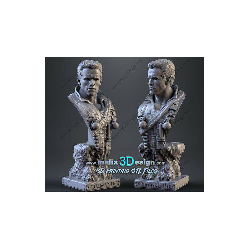 Bust Commando  impression 3D résine  18cm  (non peint)