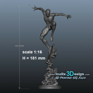 Spider man V2 imprimée 3D résine Taille 18cm (non peint)