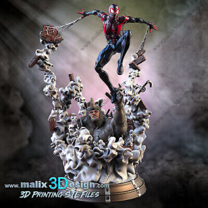 Spider man, imprimée en 3D Résine et PLA, taille 43cm (à peindre ou pas )