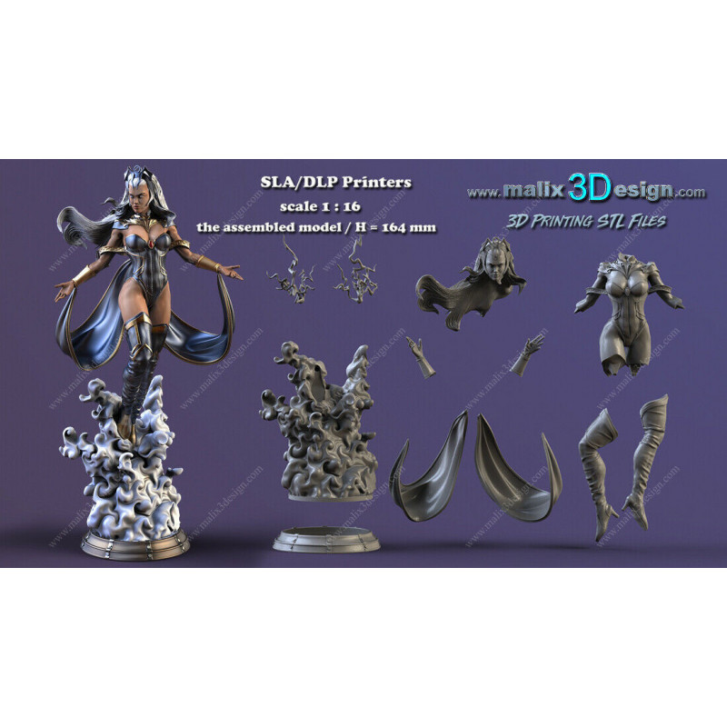 Storm (X-men), figurine impression 3D résine  18cm  (non peint)