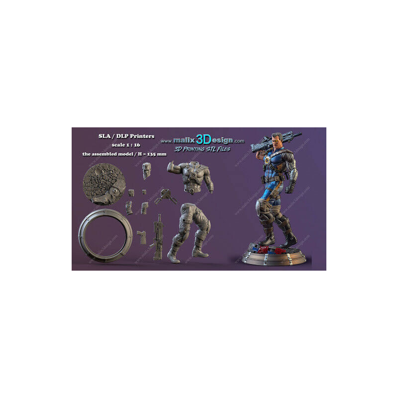 Cable (X-men), figurine impression 3D résine  18cm  (non peint)