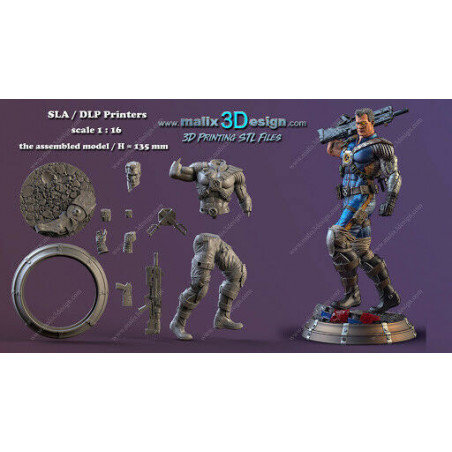 Cable (X-men), figurine impression 3D résine  18cm  (non peint)