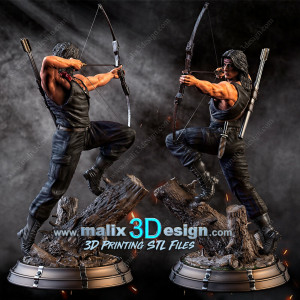 Rambo, figurine imprimée en 3D résine Taille 18cm (non peint)