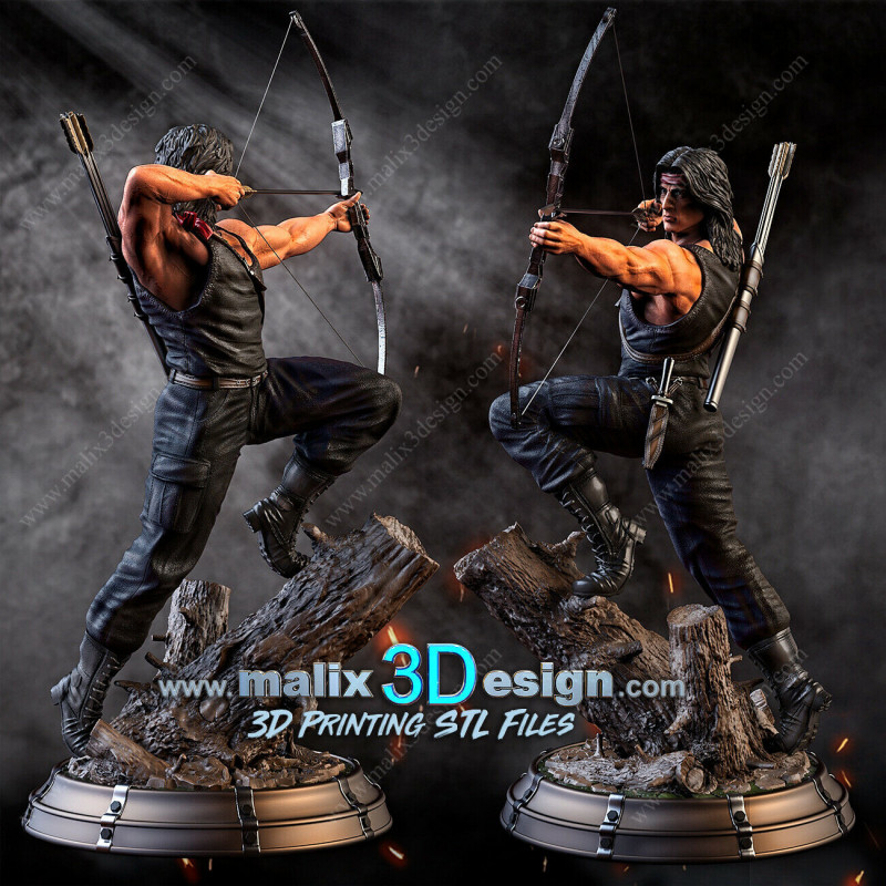 Rambo, figurine impression 3D résine  18cm  (non peint)