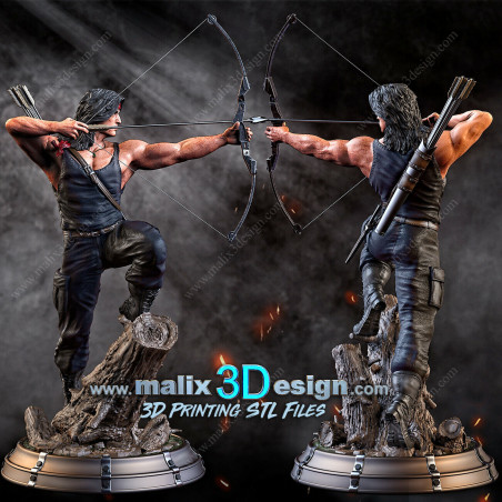 Rambo, figurine impression 3D résine  18cm  (non peint)