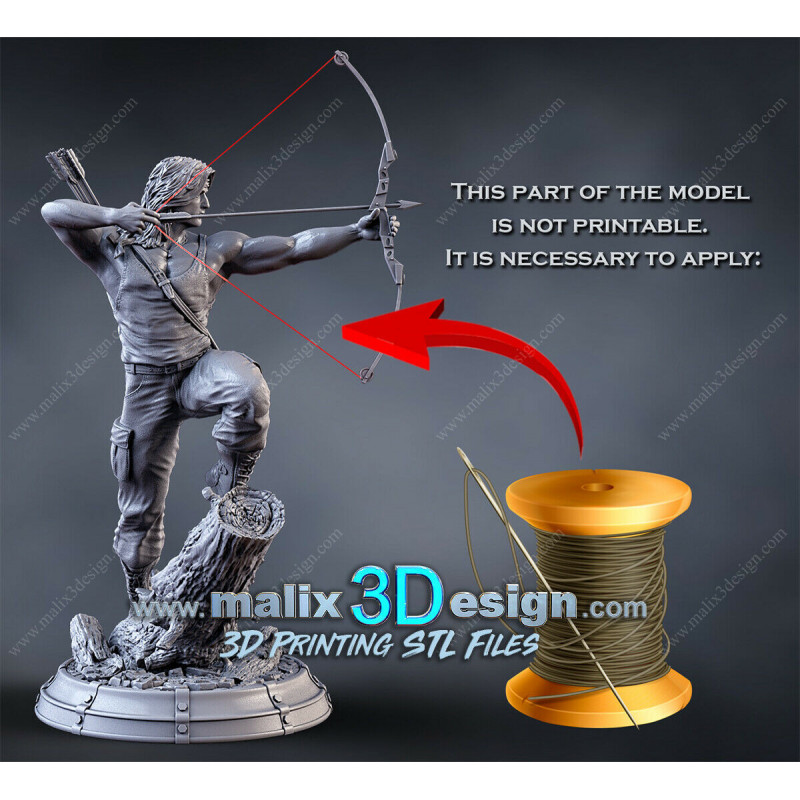 Rambo, figurine impression 3D résine  18cm  (non peint)