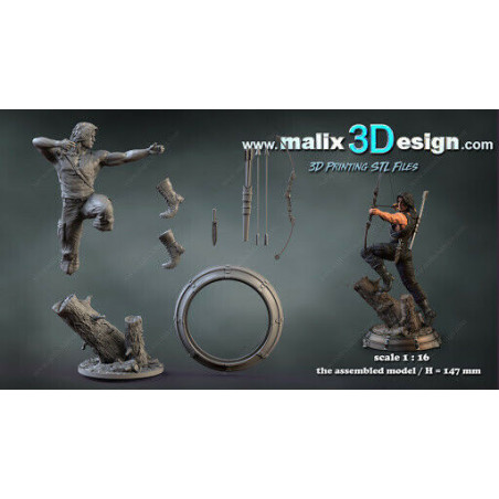Rambo, figurine impression 3D résine  18cm  (non peint)