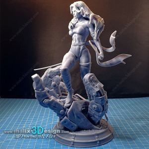 Psylocke (X-men), imprimée en 3D résine Taille 18cm (non peint)