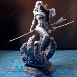 Psylocke (X-men), impression 3D résine  18cm  (non peint) (2)