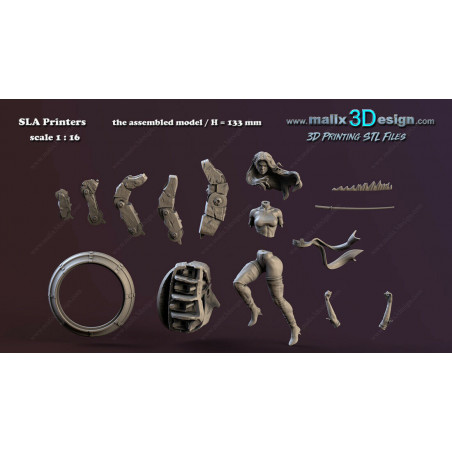 Psylocke (X-men), impression 3D résine  18cm  (non peint)