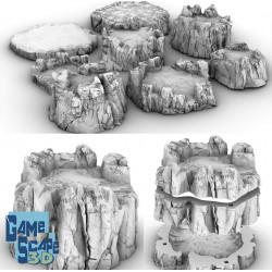 Décors GameScape 3D – Terrain modulaire 28/32 mm en filament

