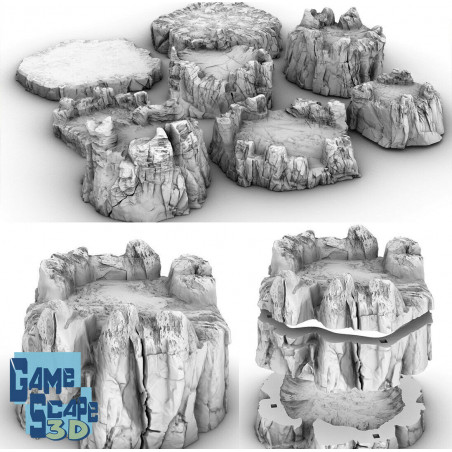 Décors GameScape 3D – Terrain modulaire 28/32 mm en filament

