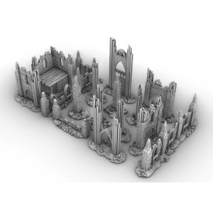 Décor Gamescape 3D Terrains cathédrale en ruine 