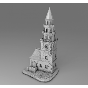 Impréssion 3D Décors WW2 Bâtiment en ruine clocher